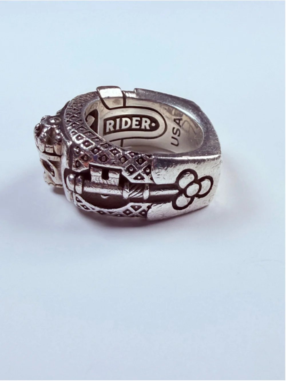 NightRider King's Ring Black Onyx Eyes 925 Sterling Silver Biker Ring $690